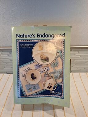Vtg Natures Endangered Animals Melamine Dinnerware Child Set. Missing Fork&Knife